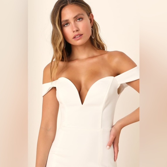 Lulus-Idyllic Perfection White Plunge Sleeveless Mermaid Maxi Dress (Small) - Picture 3 of 5